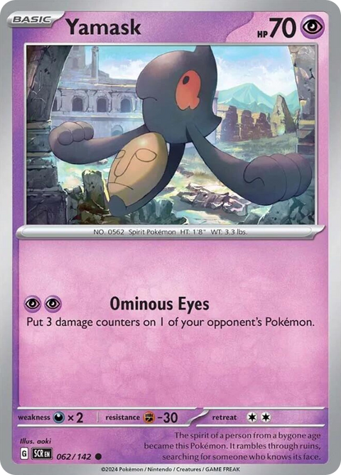 Yamask 62 Stellar Crown Pokémon card