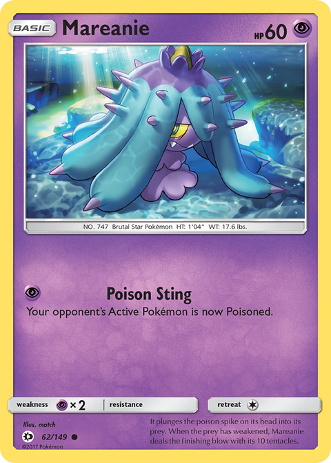Mareanie 62 Sun & Moon Pokémon card