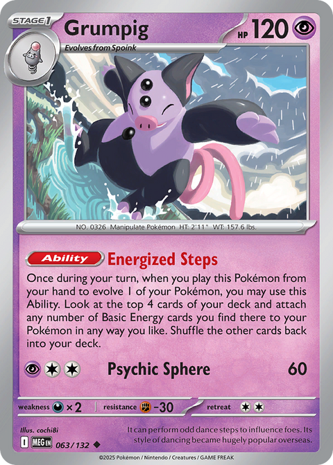 Grumpig 63 Mega Evolution Pokémon card