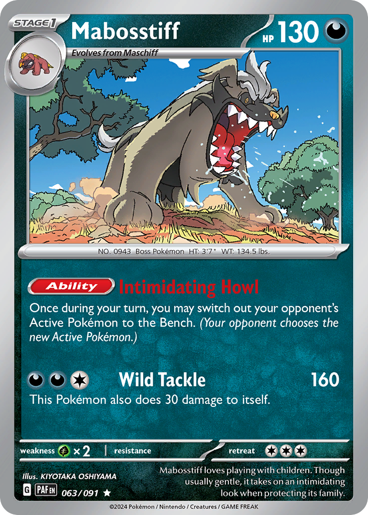 Mabosstiff 63 Paldean Fates Pokémon card