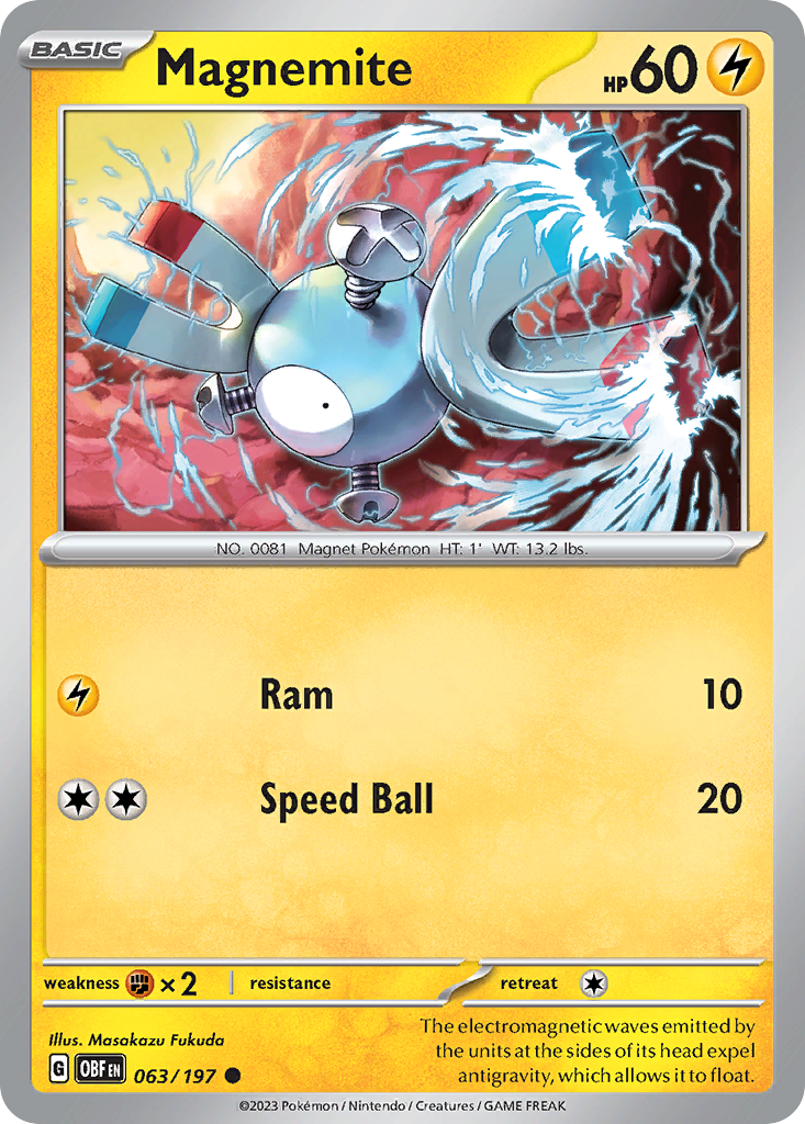 Magnemite 63 Obsidian Flames Pokémon card