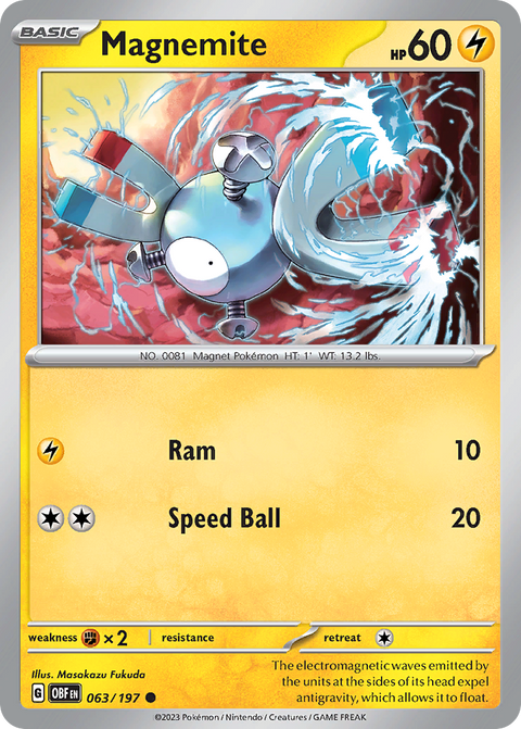 Magnemite 63 Obsidian Flames Pokémon card