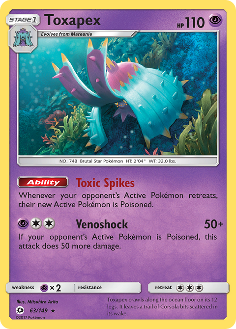 Toxapex 63 Sun & Moon Pokémon card