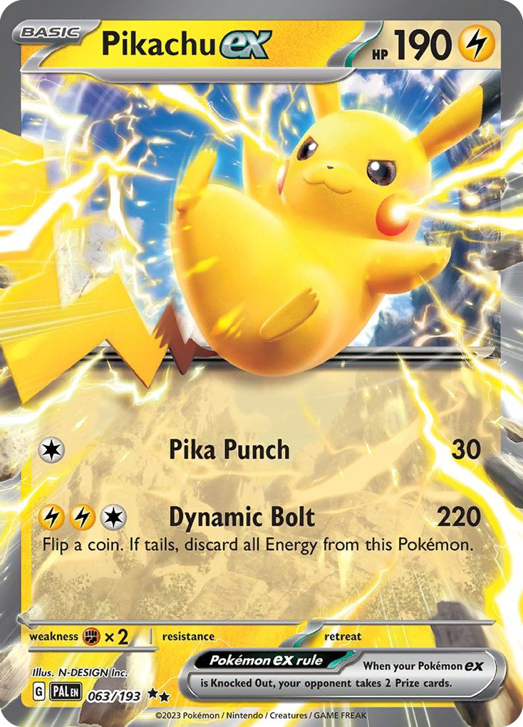 Pikachu ex 63 Paldea Evolved Pokémon card