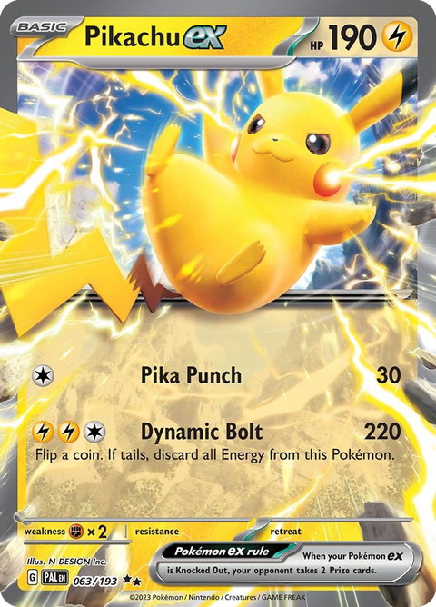 Pikachu ex 63 Paldea Evolved Pokémon card
