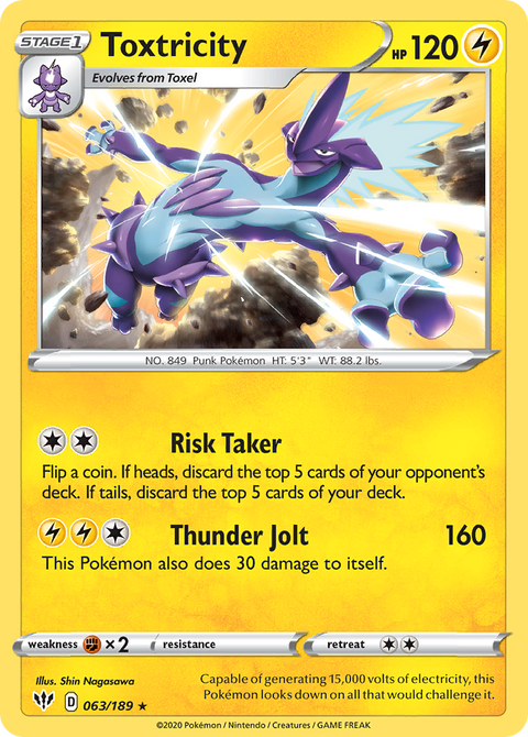 Toxtricity 63 Darkness Ablaze Pokémon card