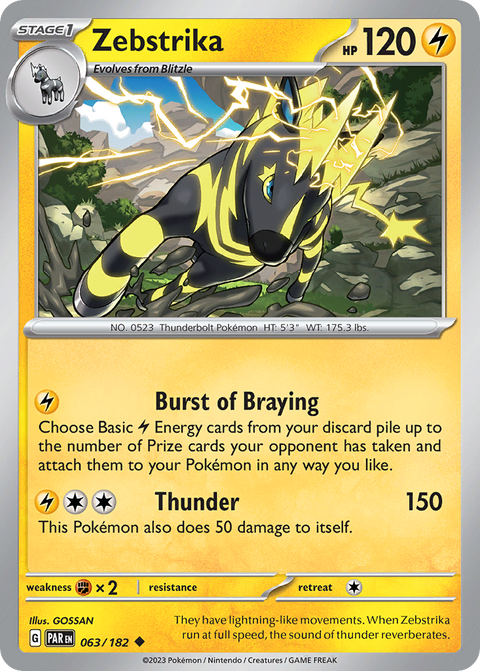 Zebstrika 63 Paradox Rift Pokémon card