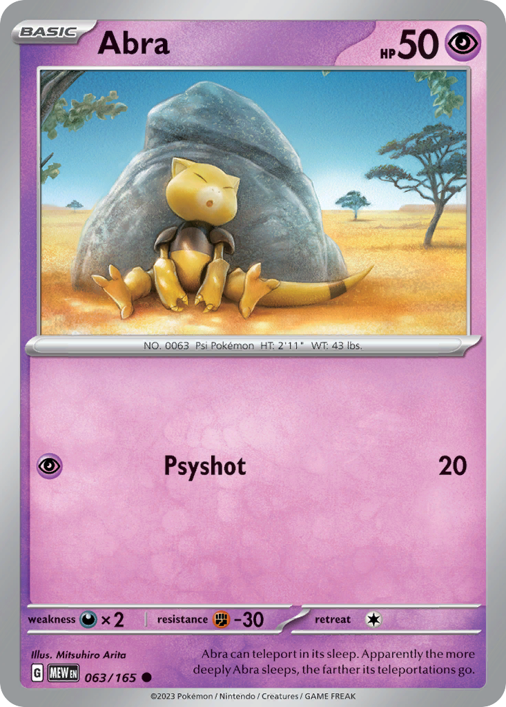 Abra 63 151 Pokémon card