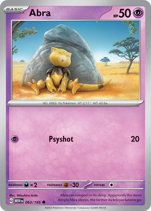 Abra 63 151 Pokémon card