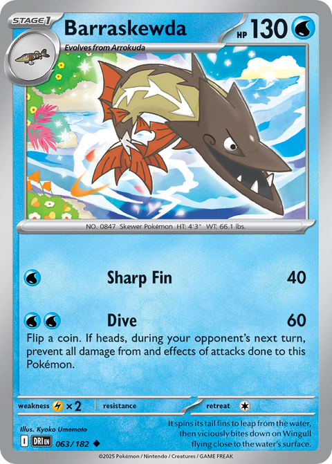 Barraskewda 63 Destined Rivals Pokémon card