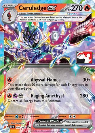 Ceruledge ex - 036/191 - Prize Pack Series Seven — Play! Pokémon stamped prize pack card