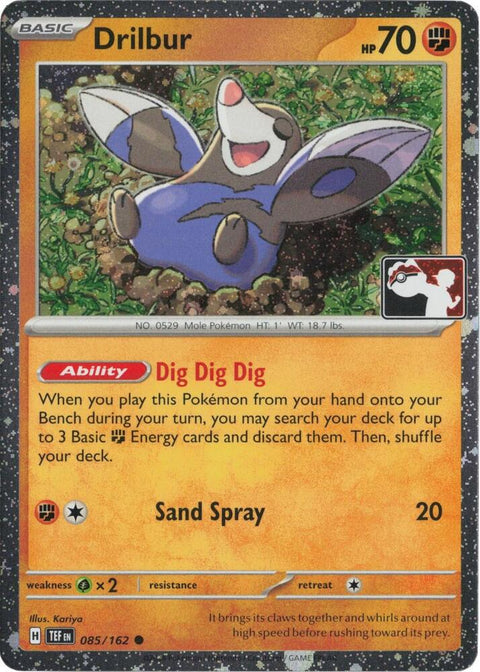 Drilbur - 085/162 - Prize Pack Series Seven — Play! Pokémon stamped prize pack card