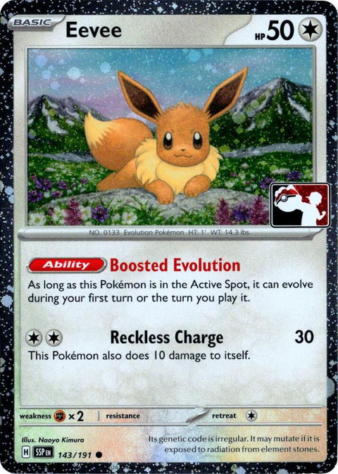 Eevee - 143/167 - Prize Pack Series Seven — Play! Pokémon stamped prize pack card