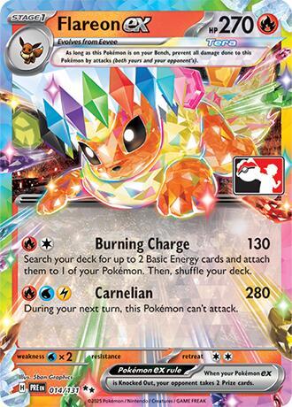 Flareon ex - 014/131 - Prize Pack Series Seven — Play! Pokémon stamped prize pack card