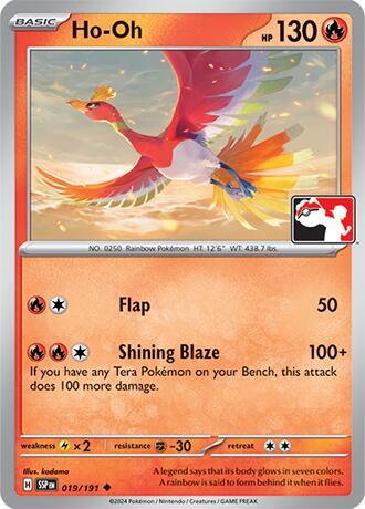 Ho-Oh - 019/064 - Prize Pack Series Seven — Play! Pokémon stamped prize pack card