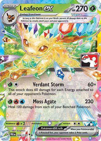 Leafeon ex - 006/131 - Prize Pack Series Seven — Play! Pokémon stamped prize pack card