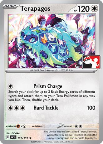 Terapagos - 161/191 - Prize Pack Series Seven — Play! Pokémon stamped prize pack card