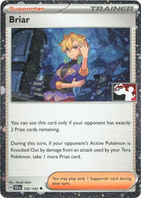 Briar - 132/142 - Prize Pack Series Seven — Play! Pokémon stamped prize pack card