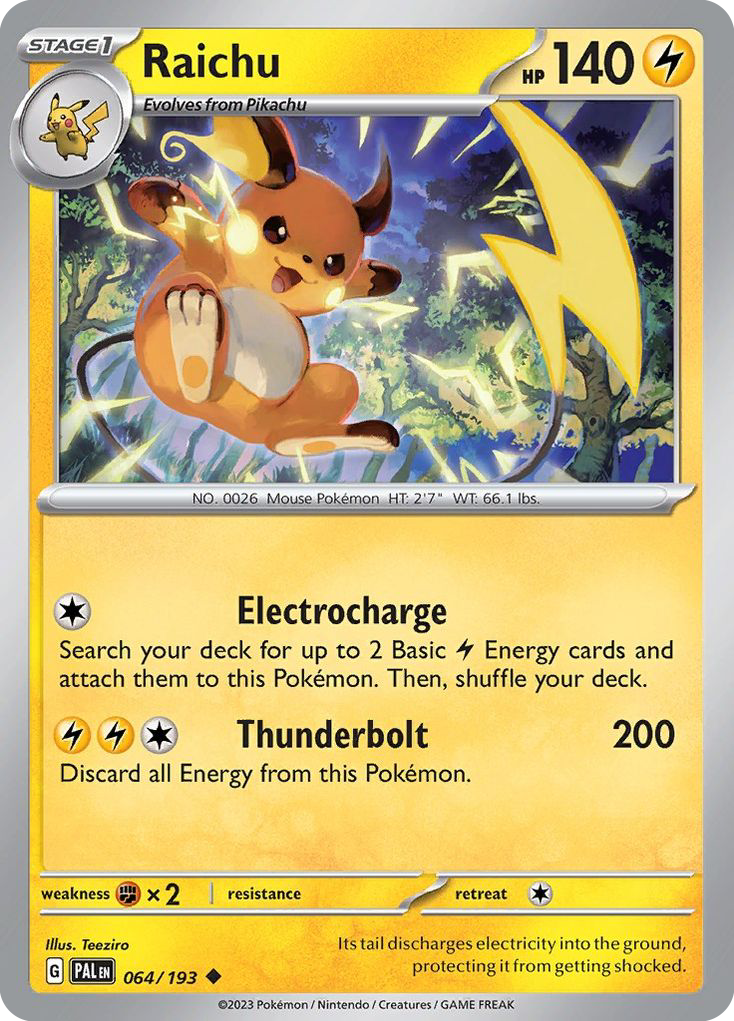 Raichu 64 Paldea Evolved Pokémon card