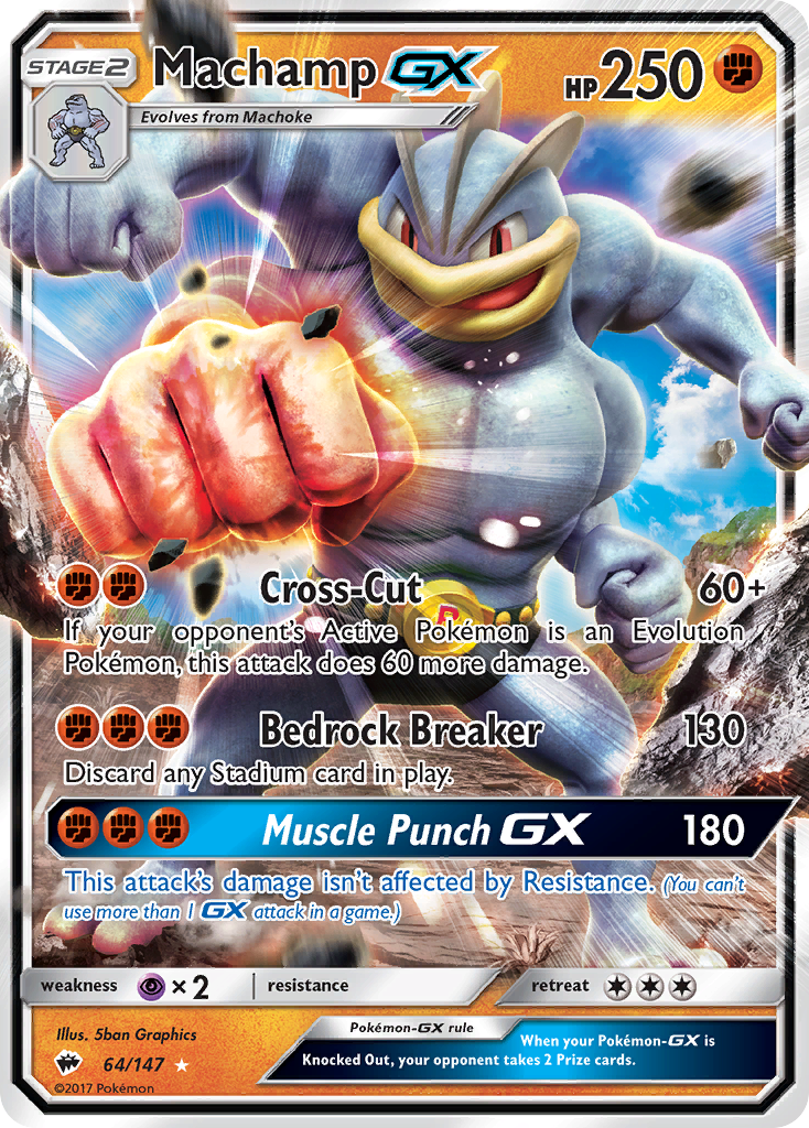 Machamp-GX 64 Burning Shadows Pokémon card