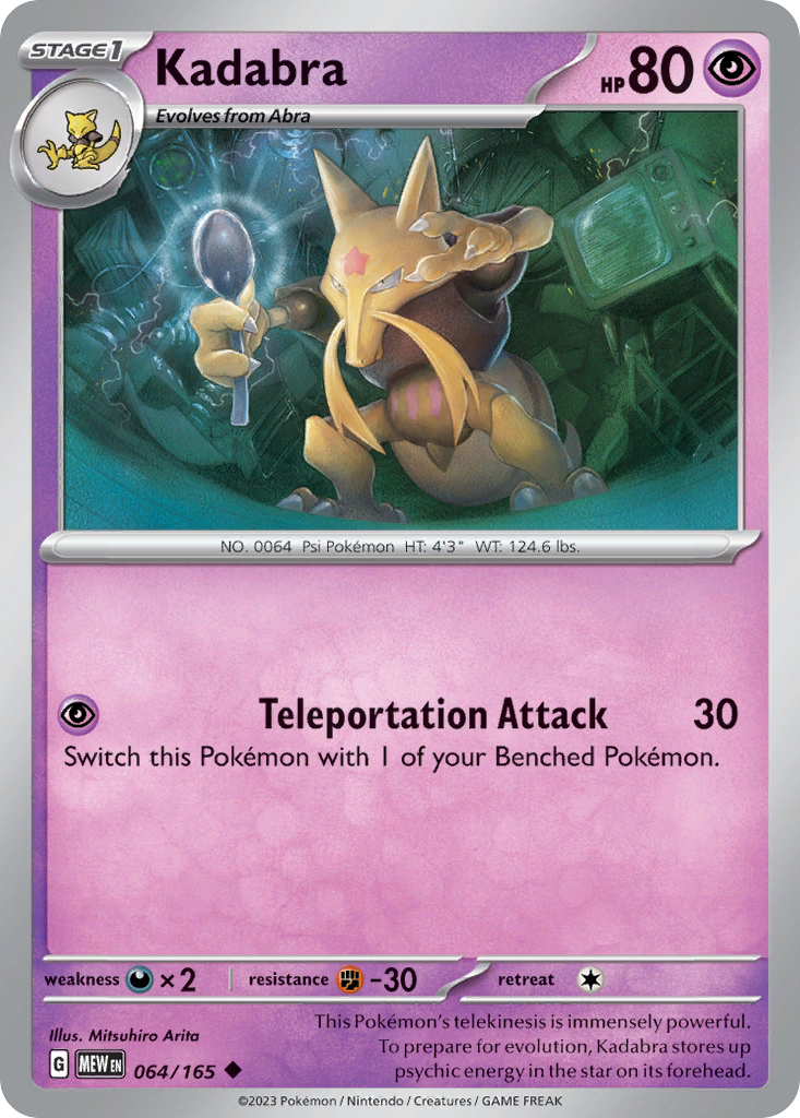 Kadabra 64 151 Pokémon card