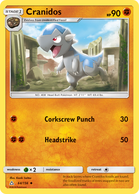 Cranidos 64 Ultra Prism Pokémon card