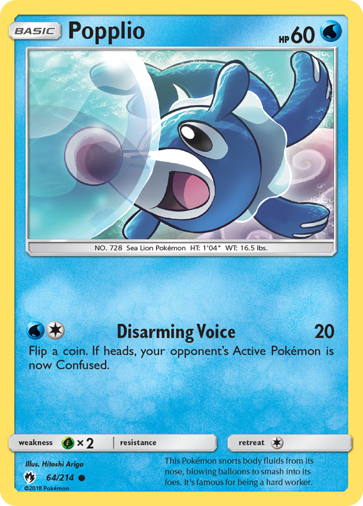 Popplio 64 Lost Thunder Pokémon card