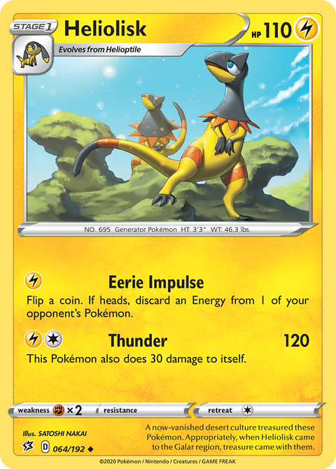 Heliolisk 64 Rebel Clash Pokémon card
