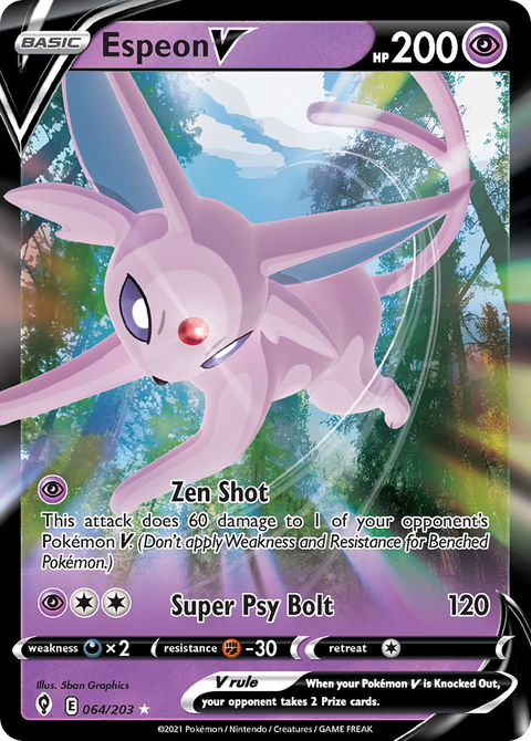 Espeon V 64 Evolving Skies Pokémon card