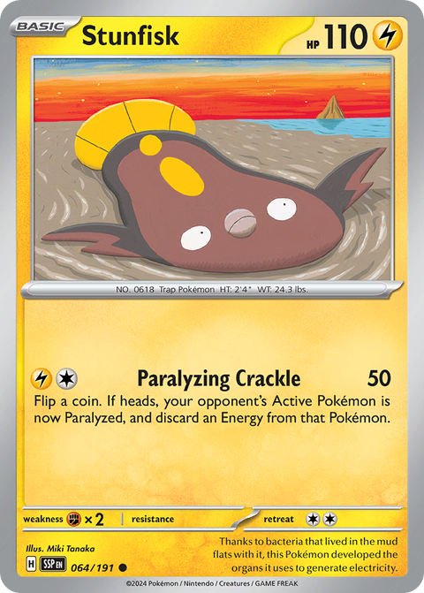 Stunfisk 64 Surging Sparks Pokémon card