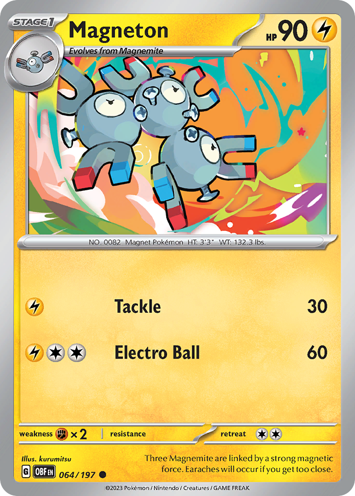 Magneton 64 Obsidian Flames Pokémon card
