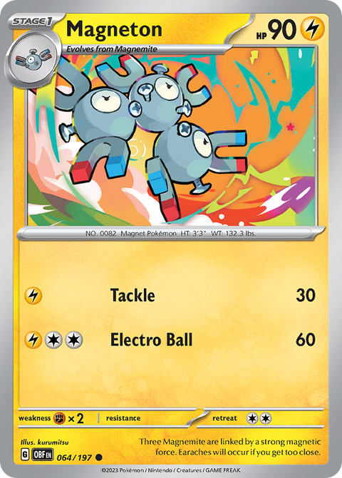 Magneton 64 Obsidian Flames Pokémon card