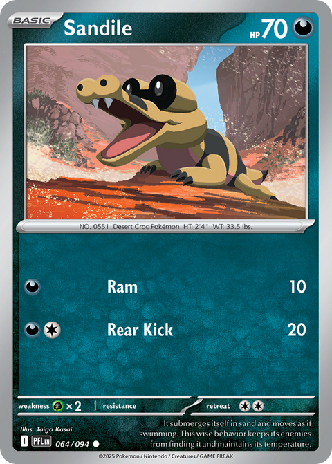 Sandile 64 Phantasmal Flames Pokémon card