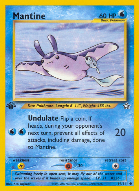 Mantine 64 Neo Genesis Pokémon card