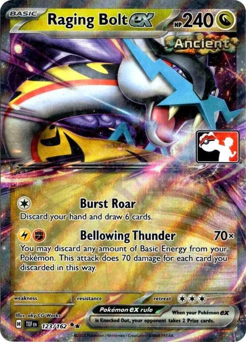 Raging Bolt ex - 123/167 - Prize Pack Series Six — Play! Pokémon stamped prize pack card