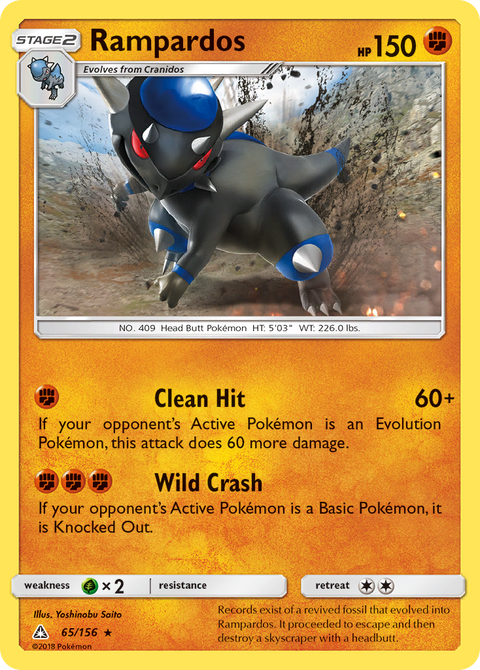 Rampardos 65 Ultra Prism Pokémon card