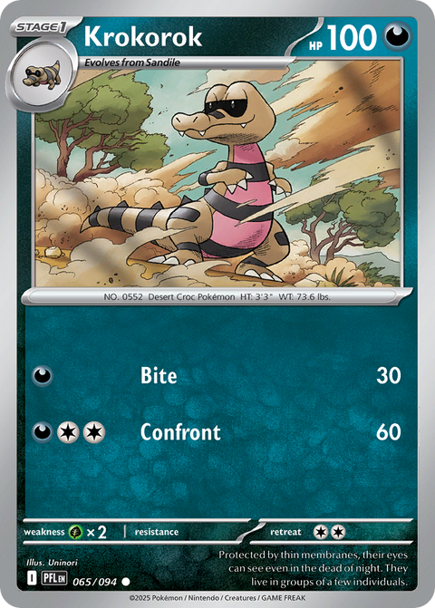 Krokorok 65 Phantasmal Flames Pokémon card