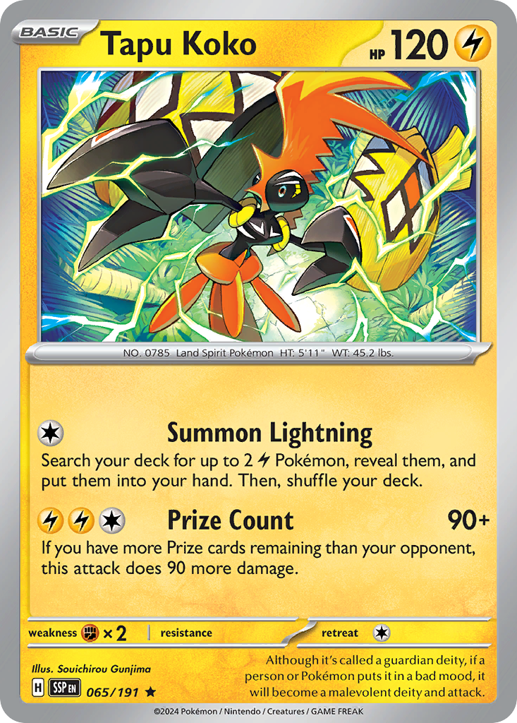 Tapu Koko 65 Surging Sparks Pokémon card