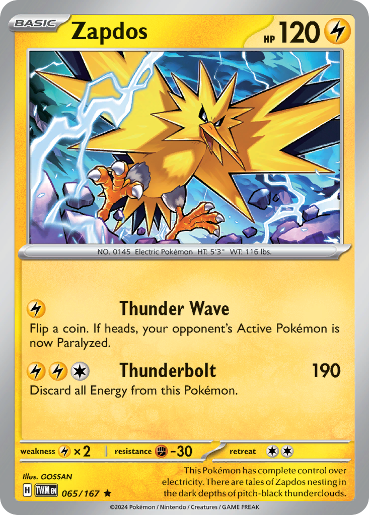 Zapdos 65 Twilight Masquerade Pokémon card
