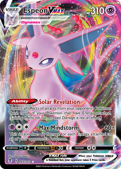 Espeon VMAX 65 Evolving Skies Pokémon card