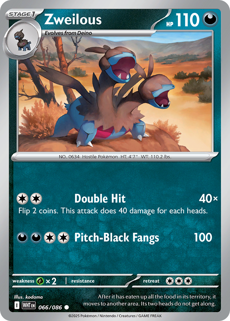 Zweilous 66 White Flare Pokémon card