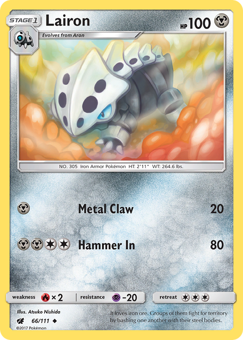 Lairon 66 Crimson Invasion Pokémon card