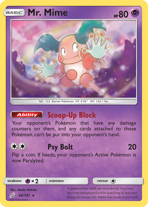 Mr. Mime 66 Team Up Pokémon card