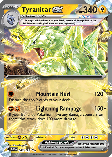 Tyranitar ex 66 Obsidian Flames Pokémon card