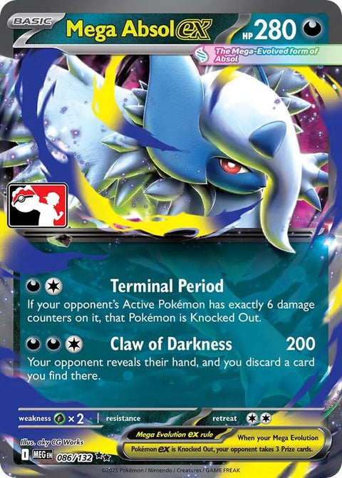 Mega Absol ex - 086/132 - Prize Pack Series Eight — Play! Pokémon stamped prize pack card