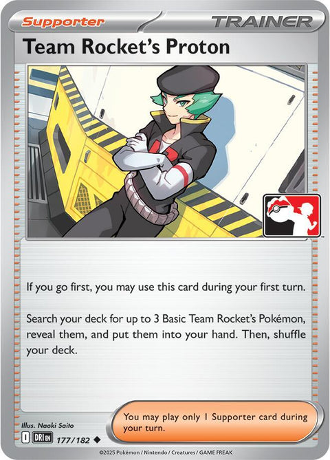 Team Rocket's Proton - 177/182 - Prize Pack Series Eight — Play! Pokémon stamped prize pack card