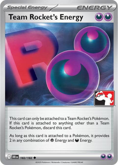 Team Rocket's Energy - 182/182 - Prize Pack Series Eight — Play! Pokémon stamped prize pack card
