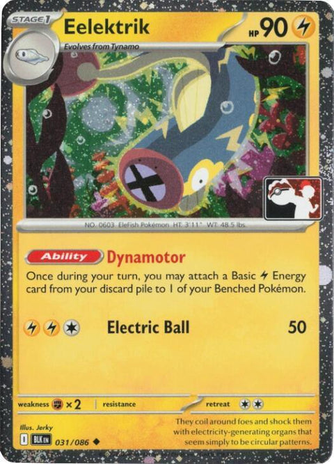 Eelektrik - 031/086 - Prize Pack Series Eight — Play! Pokémon stamped prize pack card