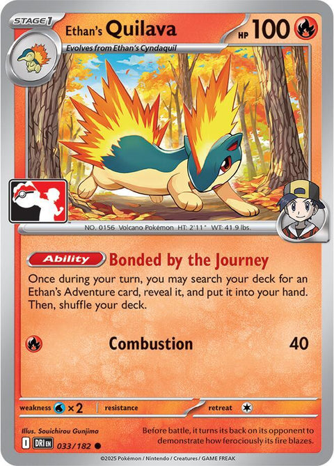 Ethan's Quilava - 033/182 - Prize Pack Series Nine — Play! Pokémon stamped prize pack card