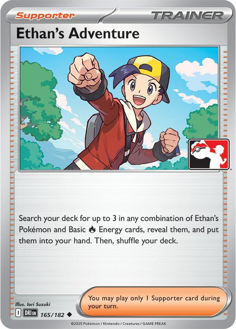 Ethan's Adventure - 165/182 - Prize Pack Series Eight — Play! Pokémon stamped prize pack card